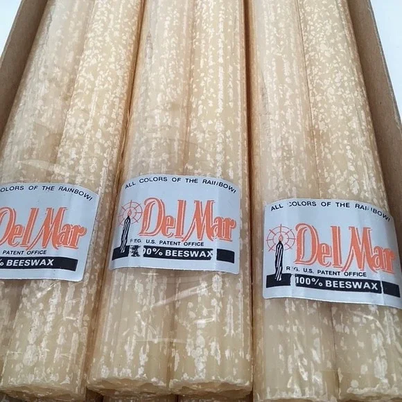 Del Mar Cathedral Candles 12 New in Box 18" Straight‎ Fluted 100% Beeswax Ivory - Picture 2 of 5
